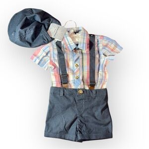 Tommy Bahama 4 piece newborn plaid baby boy outfit